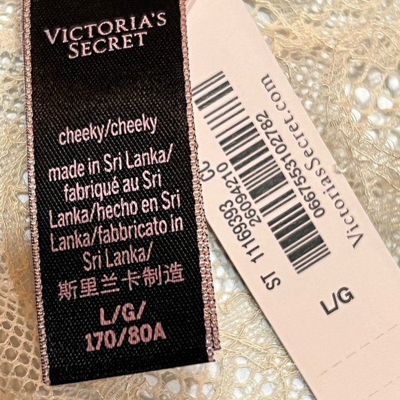 NWT VICTORIA'S SECRET Cheeky Pantie Sz L Beige Lace - Picture 3 of 4